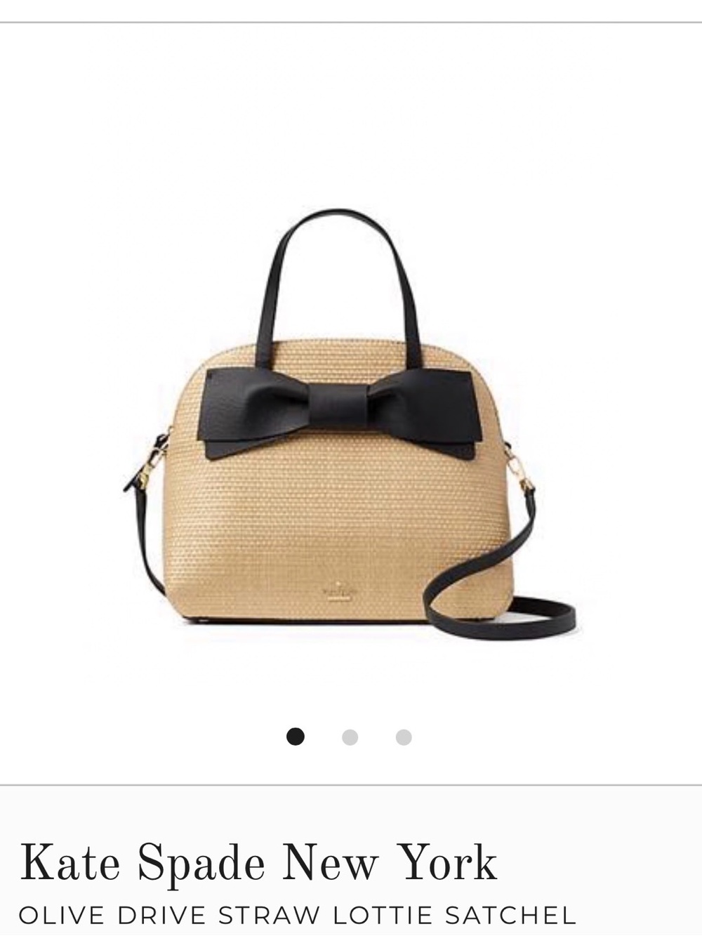 NWOT Kate Spade OLIVE DRIVE STRAW LOTTIE SATCHEL